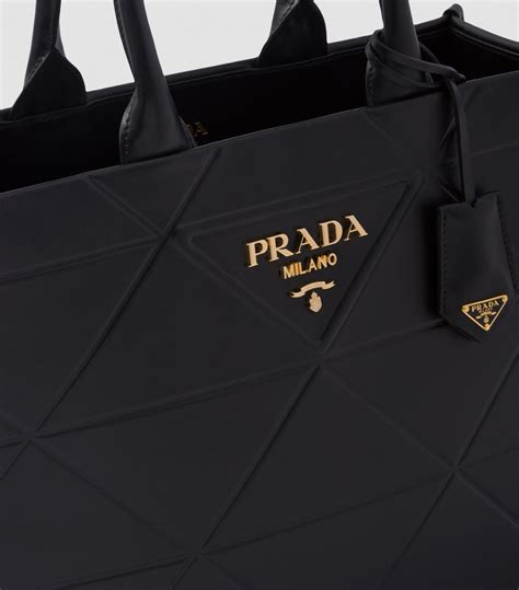 prada logo-plaque leather mini-bag|Prada symbole tote bag.